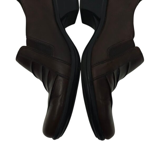 Clarks Partridge Block Heel Shoes Womens Size 9 Comfort Brown Leather Slip On - Picture 15 of 16